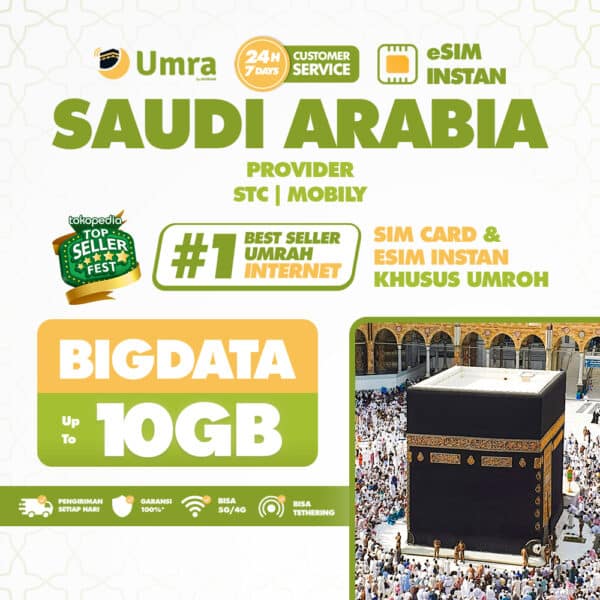 UMRA by DIGITRAVEL eSIM Arab Saudi Umroh Haji Kuota Besar Internet