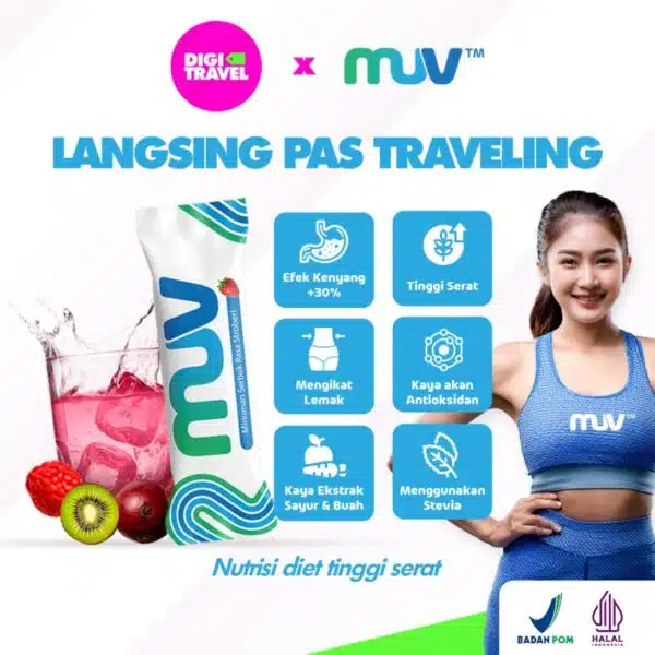 MUV Fiber Drink Minuman Tinggi Serat | Minuman Anti Oksidan Vitamin Ekstrak Buah Sayuran | Travel Nutrition Fiber Drink