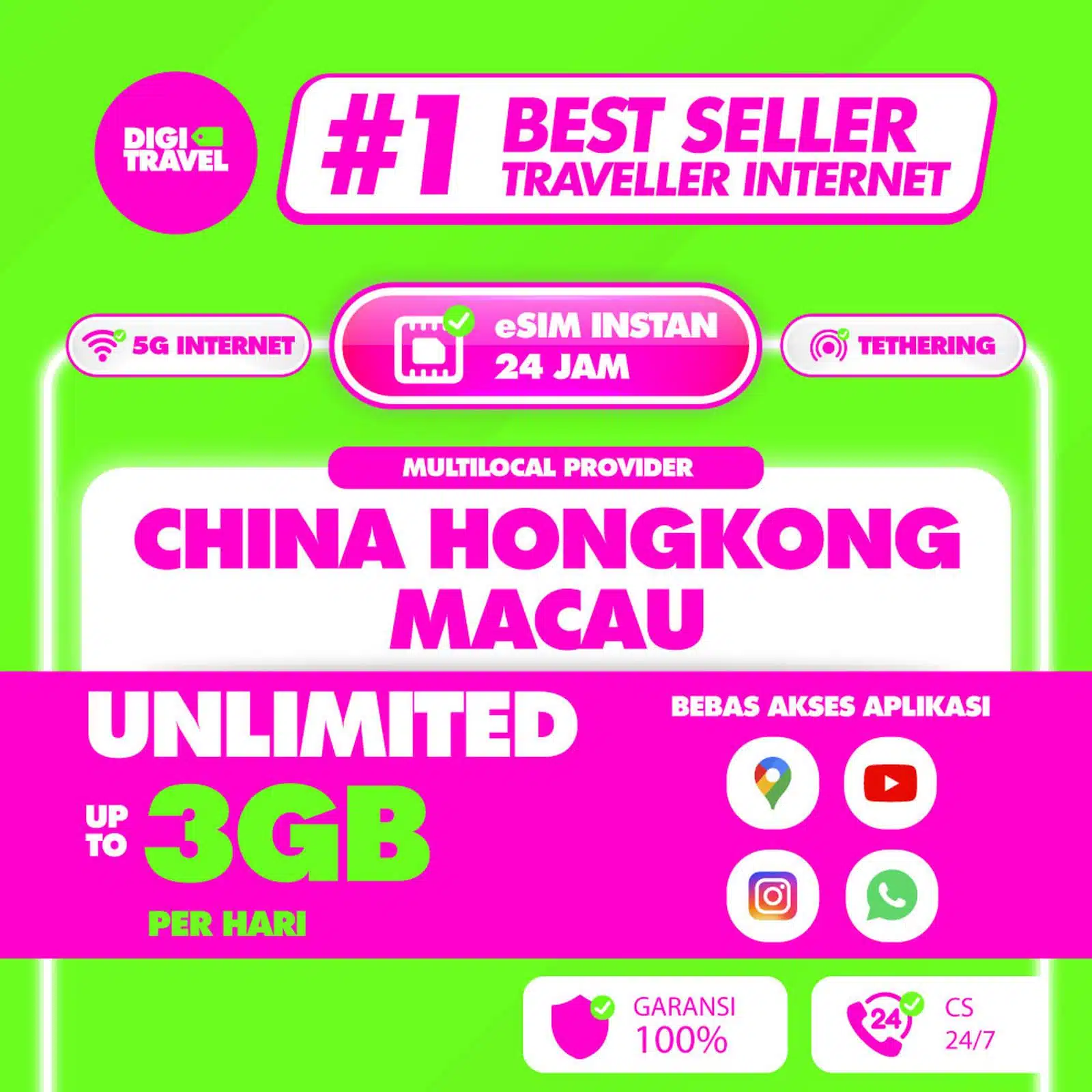 eSIM China Hongkong Macau Unlimited Include VPN
